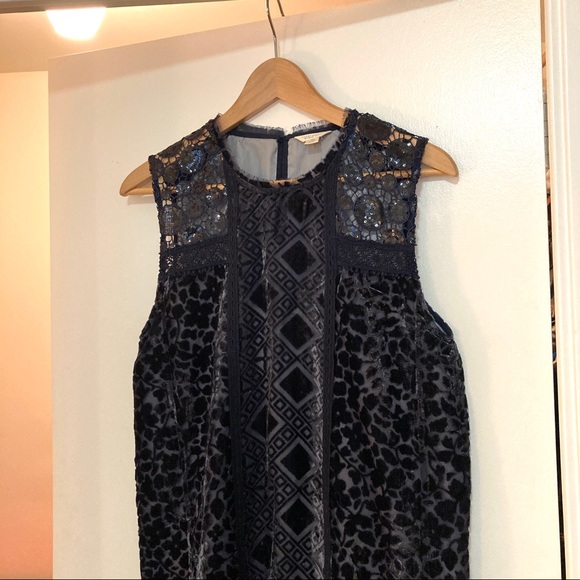 LUCKY BRAND dark blue velvet and sequin sheath - Picture 4 of 7